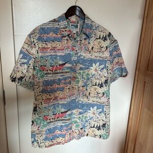 90s-2000s Vintage Cooke Street Made in Hawaii Aloha Shirt Rowing Boats, Oceans